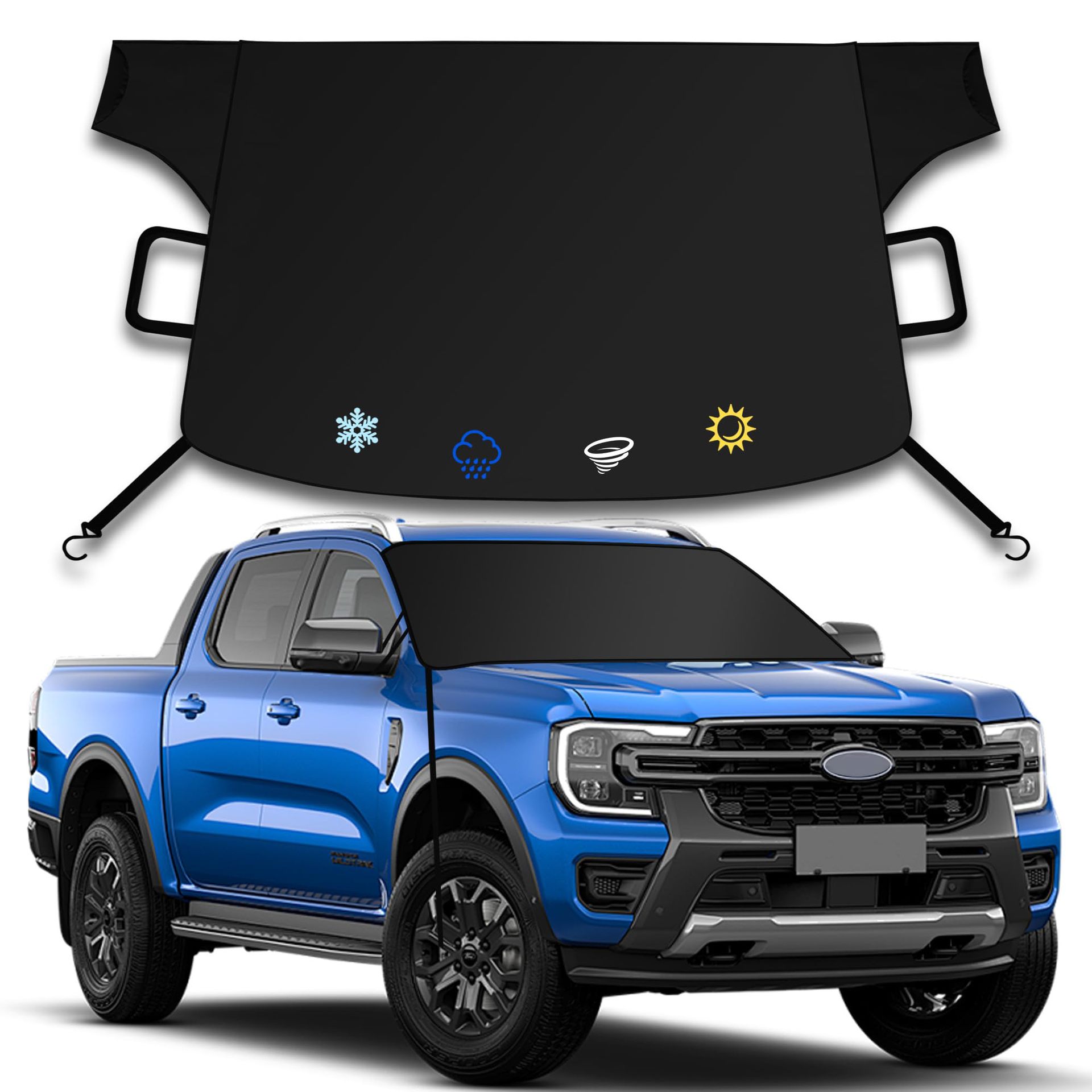 Cross-Border Car Snow Cover, Anti-Frost Cover, Magnetic Suction, Thickened and Enlarged Snow Shield, Front Windshield Car Sunshade, Sun Block