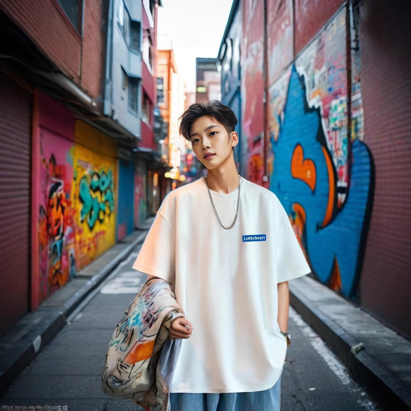 2024 Summer ShorT-sleeved T-shirT Hong Kong STyle Simple STudenT Loose Half-sleeved T-shirT Korean STyle Trendy Casual Top VersaTile