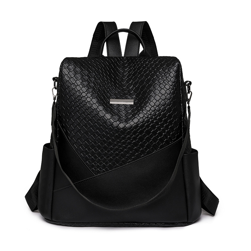 Comercio exterior al por mayor 2024 Nueva mochila antirrobo tejida tendencia de la moda de las mujeres de gran capacidad de doble uso mochila de viaje