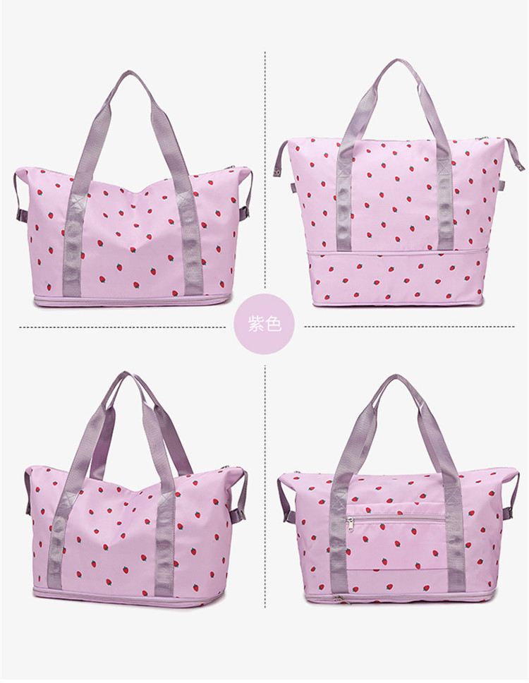 Nueva fresa pequeña, fresca, gran capacidad, expansión telescópica, bolsa de viaje, deporte de natación, bolsa de fitness, bolsa de almacenamiento para estudiantes