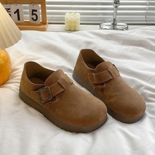 全包厚底增高勃肯鞋2025秋季新款复古圆头一脚蹬乐福豆豆鞋单鞋女