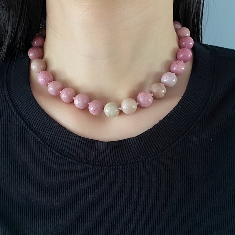 Natural Stone, Copper Chain Material Elegant Color Block Natural Stone Copper Necklace In Bulk