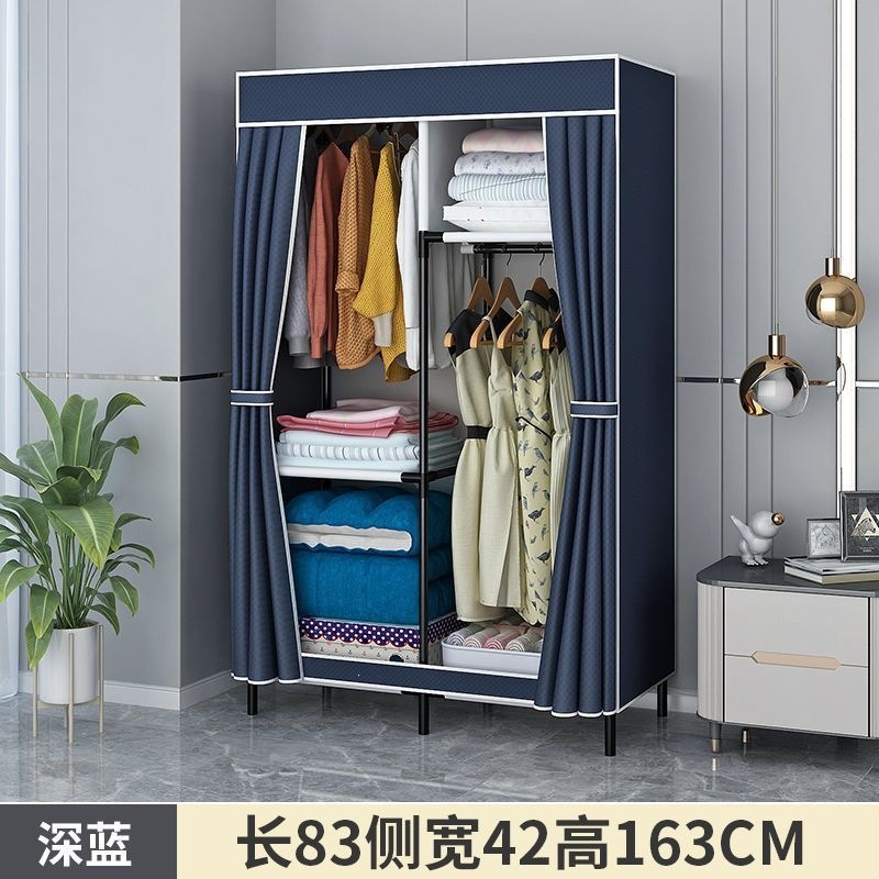 Fábrica directa simple armario dormitorio doméstico duradero ensamblaje armario de tela dormitorio alquiler de vivienda estante de piso pequeño