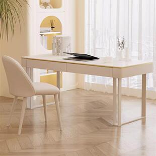 Simple Cream Style Rock Board Desk Small Apartment Study Office Solid Wooden Table Home Desktop Computer Desk Nordic S ^