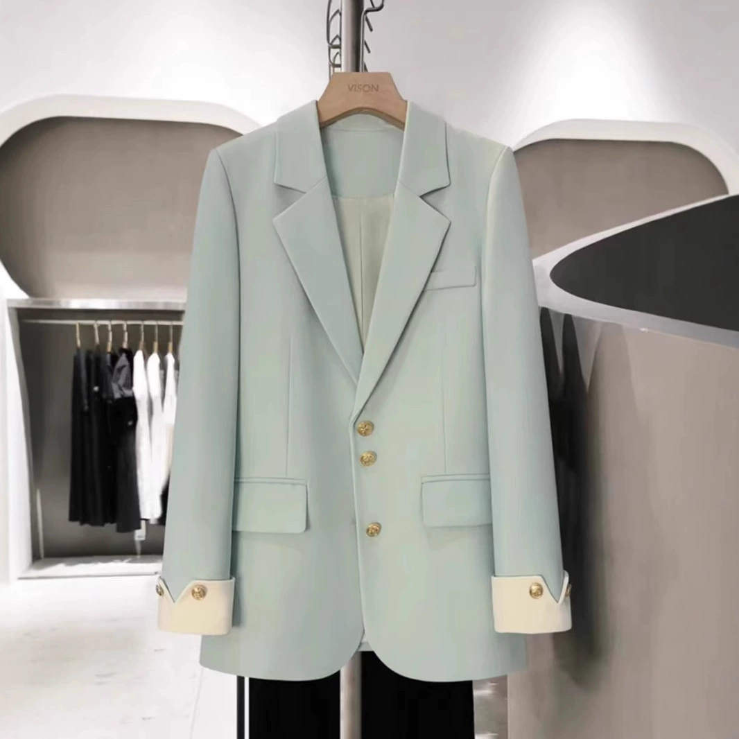 Женский блейзер с вставками на рукавах, весна-осень 2025, новый корейский дизайн в британском стиле, повседневный модный маленький костюм