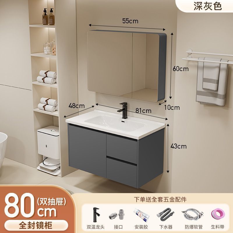 Gabinete de baño de aluminio inteligente espacial grueso combinación lavabo lavabo en cerámica lavabo fábrica de inodoro al por mayor