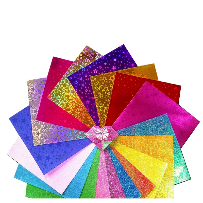 Блестящая яркая цветная цветная бумага из золотой фольги ручной работы оригами картон жемчужная бумага лазерная бумага с тысячей бумажных журавликов комбинированная цветная бумага