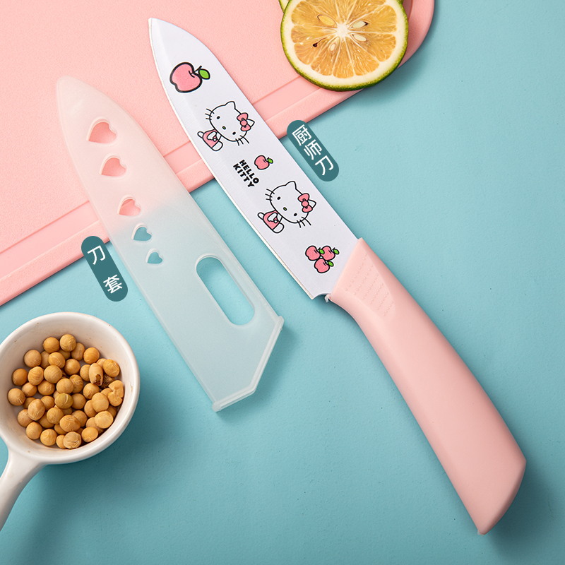 [pink] a chef's knife (comes with knife cover)