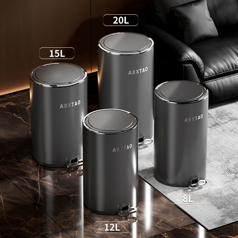 in stock Large Capacity High Color Value Metal Round Trash Bin with Lid Sealed Pedal Household Living Room Bedroom Bathroom in stock Large Capacity High Color Value Metal Round Trash Bin with Lid Sealed Pedal Household Living Room Bedroom Bathroom