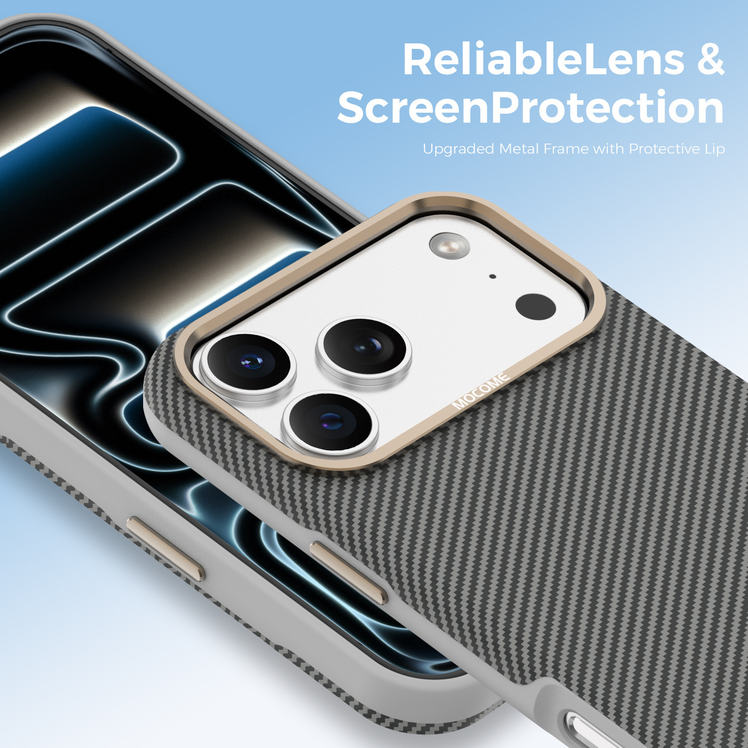 Ốp lưng iPhone chống sốc sợi Kevlar nam châm MagSafe vòng kim loại bảo vệ camera — Cam, Đen, Xám, Xanh đậm chi tiết 33
