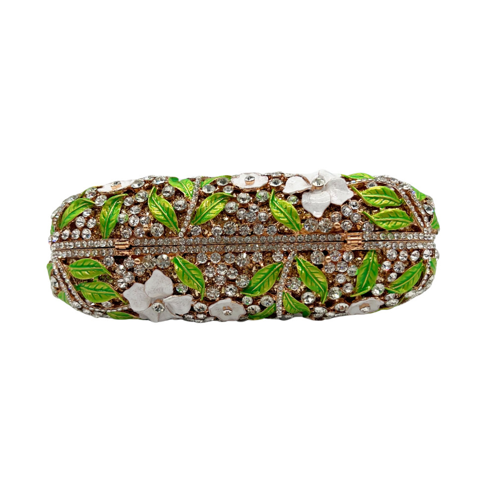 Bolsa de piedra goteando aceite con diamantes bolsa de cena flor de esmalte bolsa de mano bolsa de mujer bolsa de cena transfronteriza