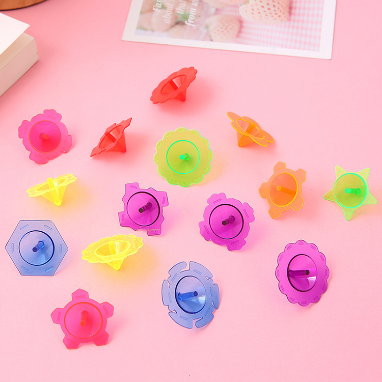 100透明の小さいジャイロのプラスチックのレースの色の地転の学生の幼稚園の小さい贈り物のおもちゃの卸売りを詰めます。|undefined