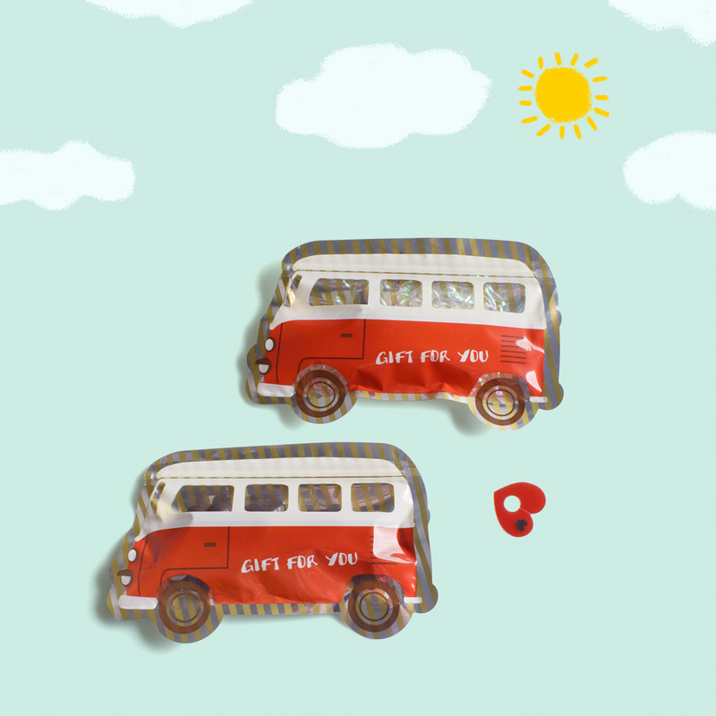 异形自封袋包装现货可爱卡通巴士汽车形状礼物创意自封袋10个/包