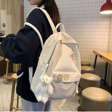 帆布书包女夏大学生简约百搭ins日系韩版高中原宿风初中生双肩包