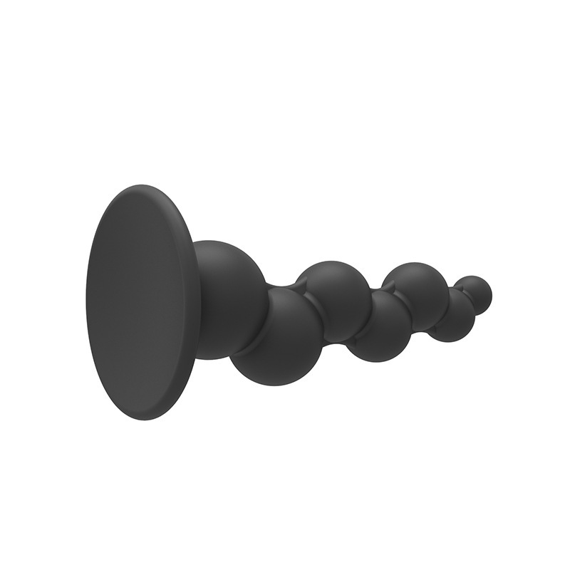 Silicone Anal Beads with Graduated Beads, Manual Control, Black Adult Prostate Massager — detail image 3