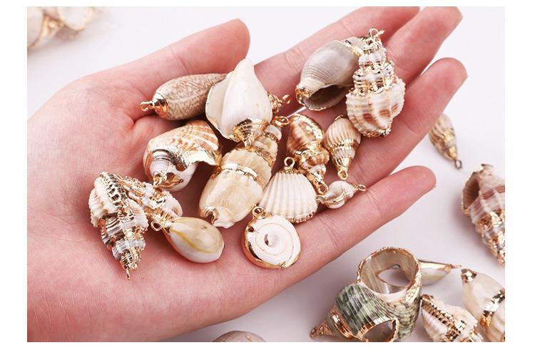 2 Pieces Retro Beach Conch Shell Shell Plating Pendant Jewelry Accessories display picture 1