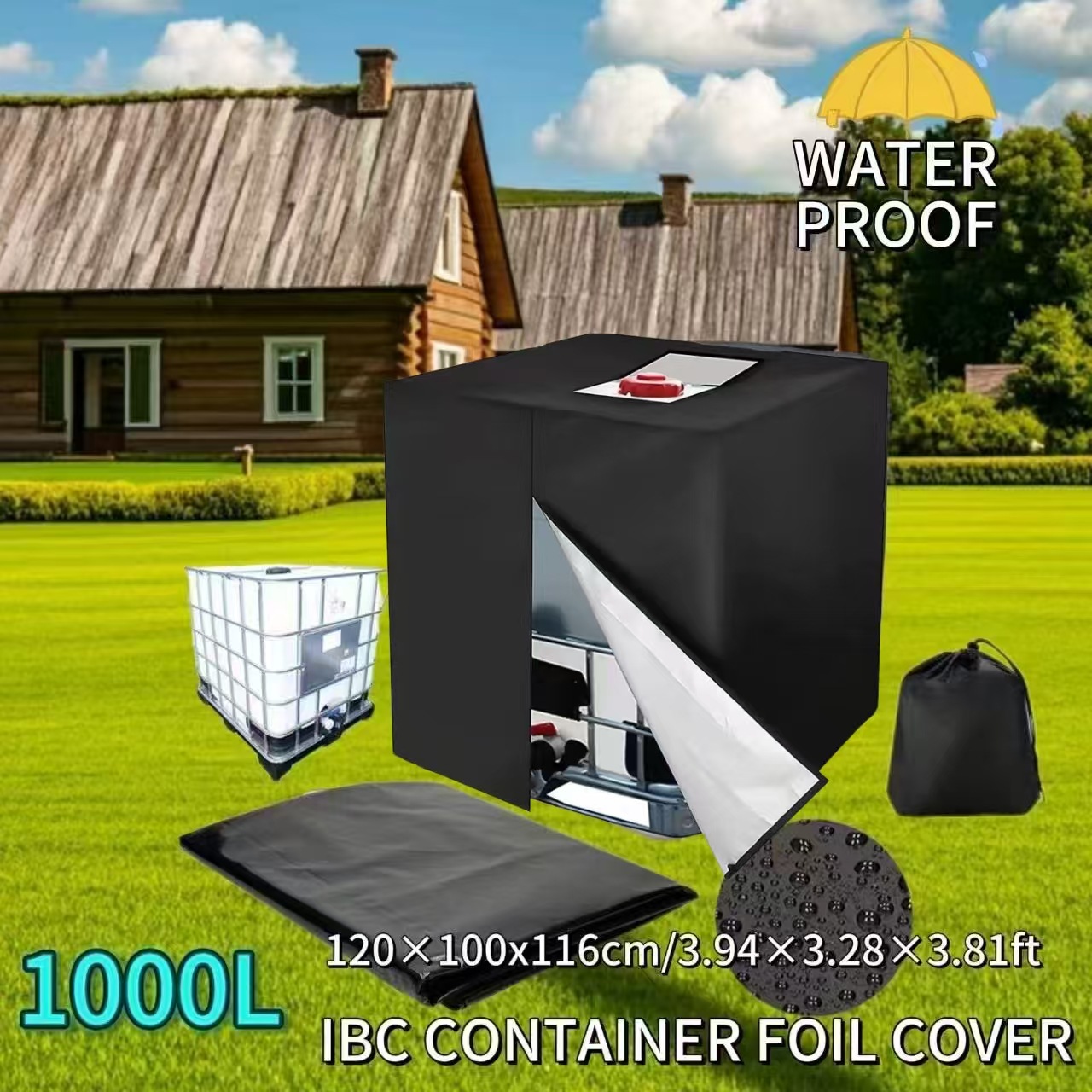 Transfronterizo IBC tonelada cubierta de tanque de agua al aire libre gruesa tela oxford impermeable tanque de almacenamiento de agua protector solar cubierta protector de polvo personalizada