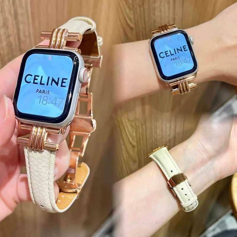 Совместимо с новым Apple Watch Series 9, ремешок Apple S10, часы iWatch9 новый тип магнитной пряжки S8 кожа S7