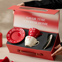 生日礼物蝴蝶结陶瓷杯马克杯礼盒伴手礼情侣水杯圣诞节喝水杯子