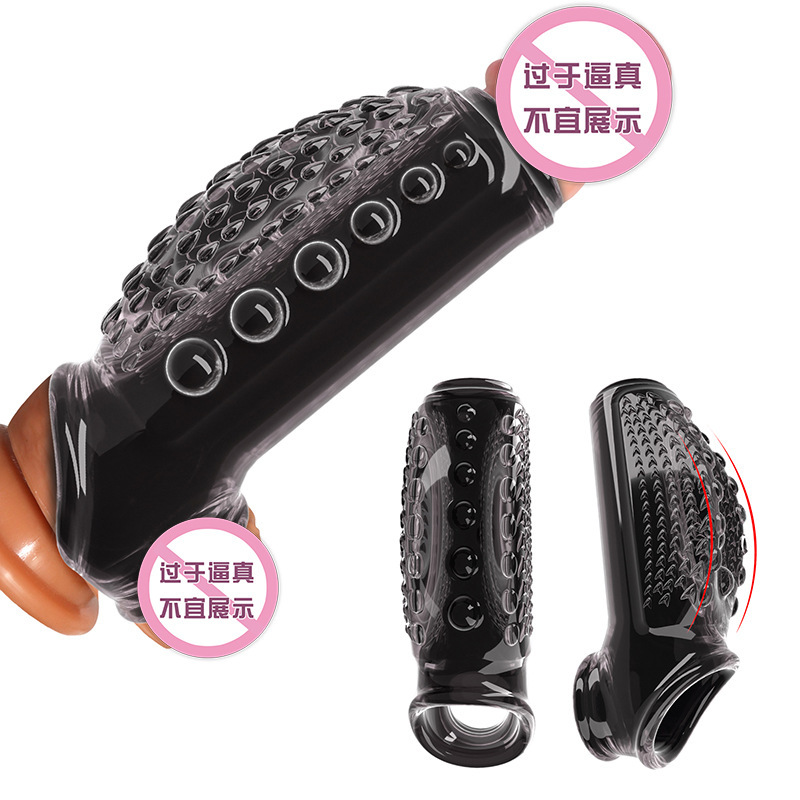 Men's Thickened and Thickened Penis Sleeve, Sperm Locking Delay Sleeve, Penis Sleeve, Sexy Crystal Sleeve, Special-Shaped Wolf Tooth Sleeve for Men