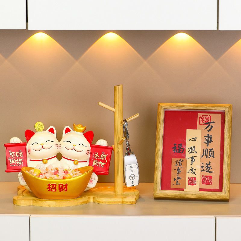 新款双猫收纳置物架玄关家居摆件永结同心布置新房装饰品新婚礼品|undefined