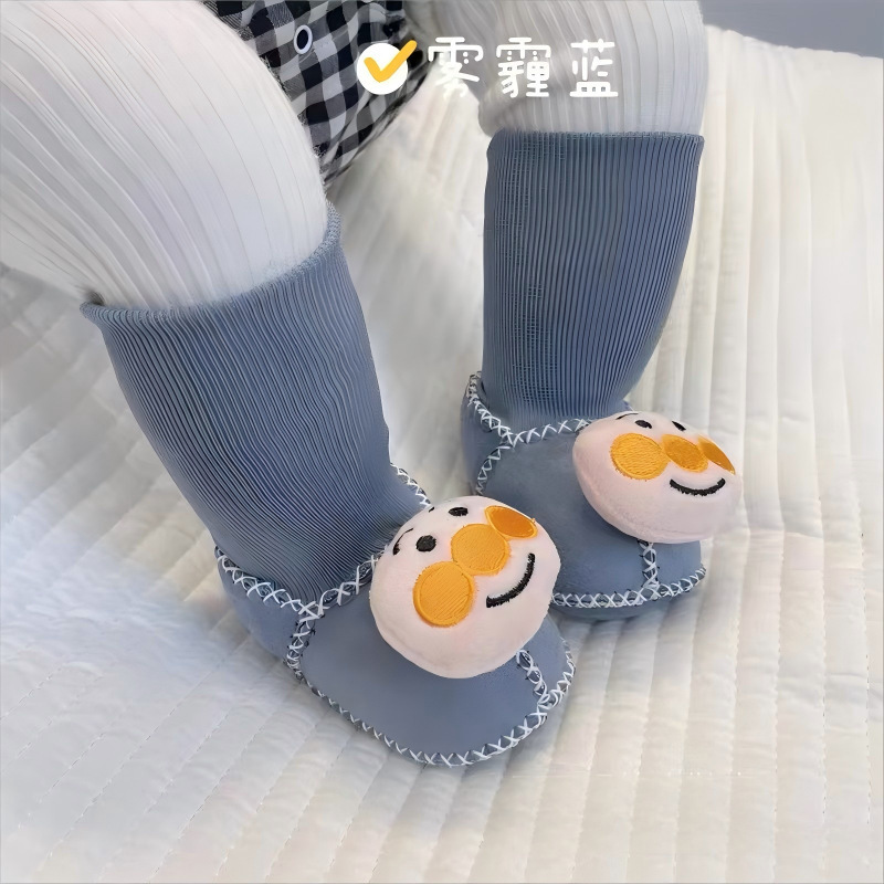 加厚宝宝防掉袜子鞋保暖不掉毛毛鞋冬季软底新生婴儿棉鞋0-6个月|undefined
