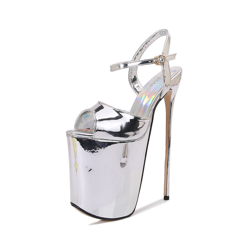 Sandal cao gót nữ mũi nhọn gót 22 cm phong cách sang trọng — Bạc (chiều cao gót 22cm, không đổi trả) chi tiết 1