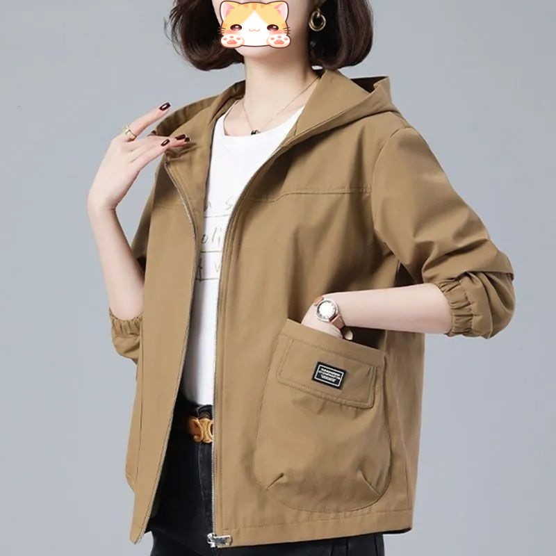 时尚百搭2025连帽妈妈单外套女春秋季新款休闲宽松气质减龄夹克衫|undefined