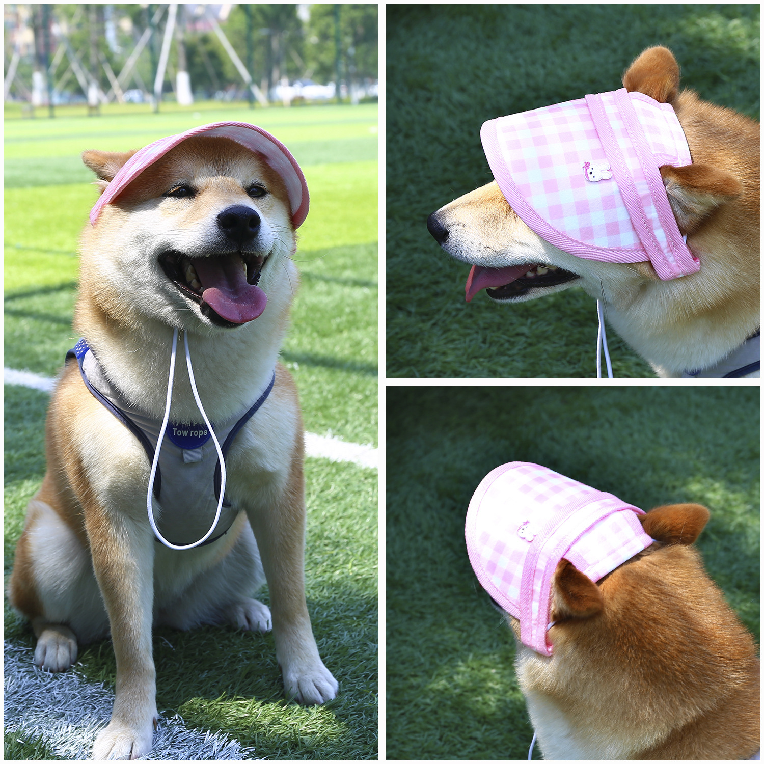 Mascota perro salida sombrero para el sol Shiba Inu Corgi Bulldog fieltro Plaid Oso conejo Corea del Sur béisbol sombrero para el sol