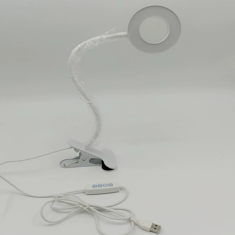 LED clip lamp, USB powered, 3‑color 30‑mode dimming, 50 cm gooseneck
