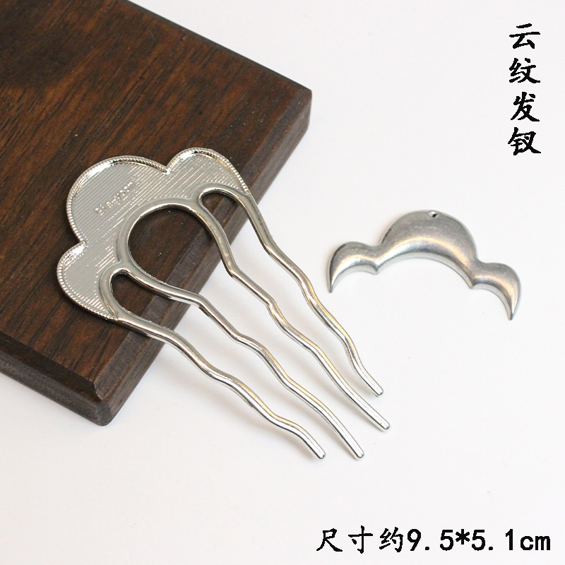 White k moiré hairpin (base + single-sided cover)