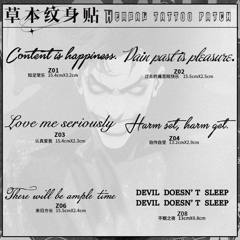 手臂英文句子图案草本果汁纹身贴纸防水防搓不反光半永久【厂家】|undefined