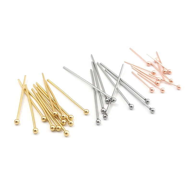 不锈钢金色圆珠针/大头针/串珠配件0.4-0.8mm线径珠针diy饰品