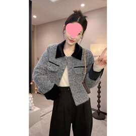 羽绒内胆秋冬新款法式气质感翻领时尚百搭小香风套装外套