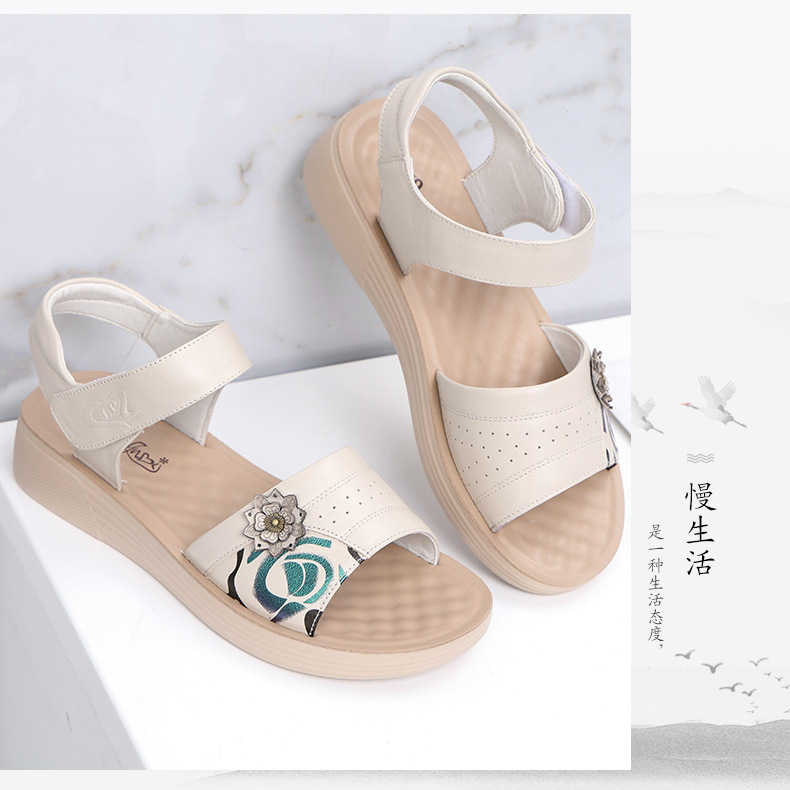 C4402 1220K GIÀY DÉP SANDAL NỮ RUITDT BIG SIZE NGOẠI CỠ ĐẾ MỀM MÙA HÈ TRUNG NIÊN HỌA TIẾT HOA GIÀY DÉP NỮ DA BÒ G04 SẢN PHẨM MỚI