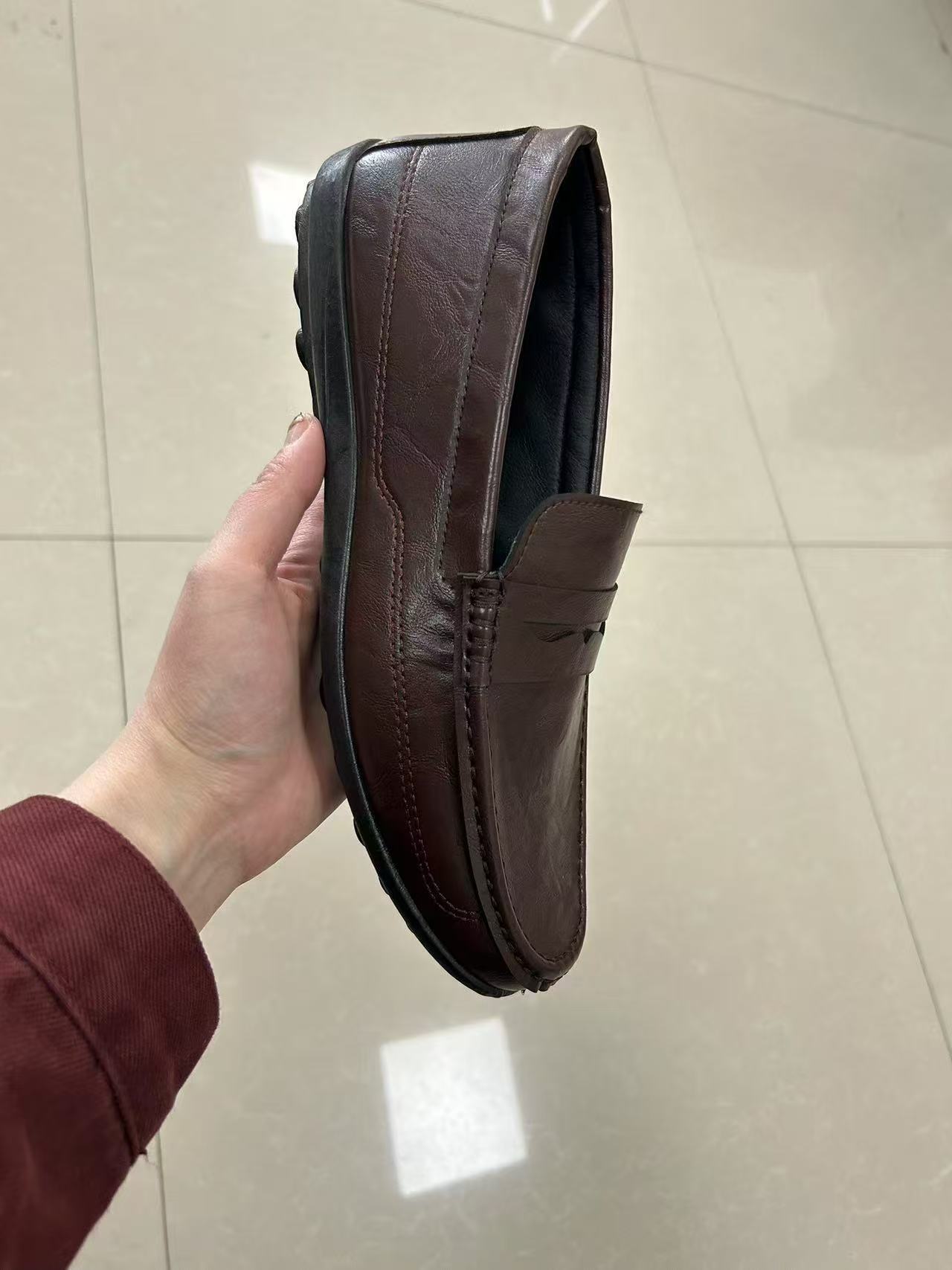 Zapatos de cuero de negocios para hombre, cómodos pies suaves, anchos, zapatos Lefu Doudou, zapatos casuales de primavera para hombre de alta calidad