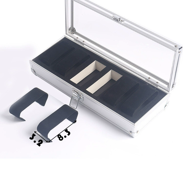 Оптовая продажа 6 бит алюминиевого сплава коробка часов акриловые часы витрина коробка подарка для часов