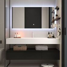 简约岩板热弯一体盆酒店民宿卫生间浴室柜收纳柜组合洗手台洗脸台