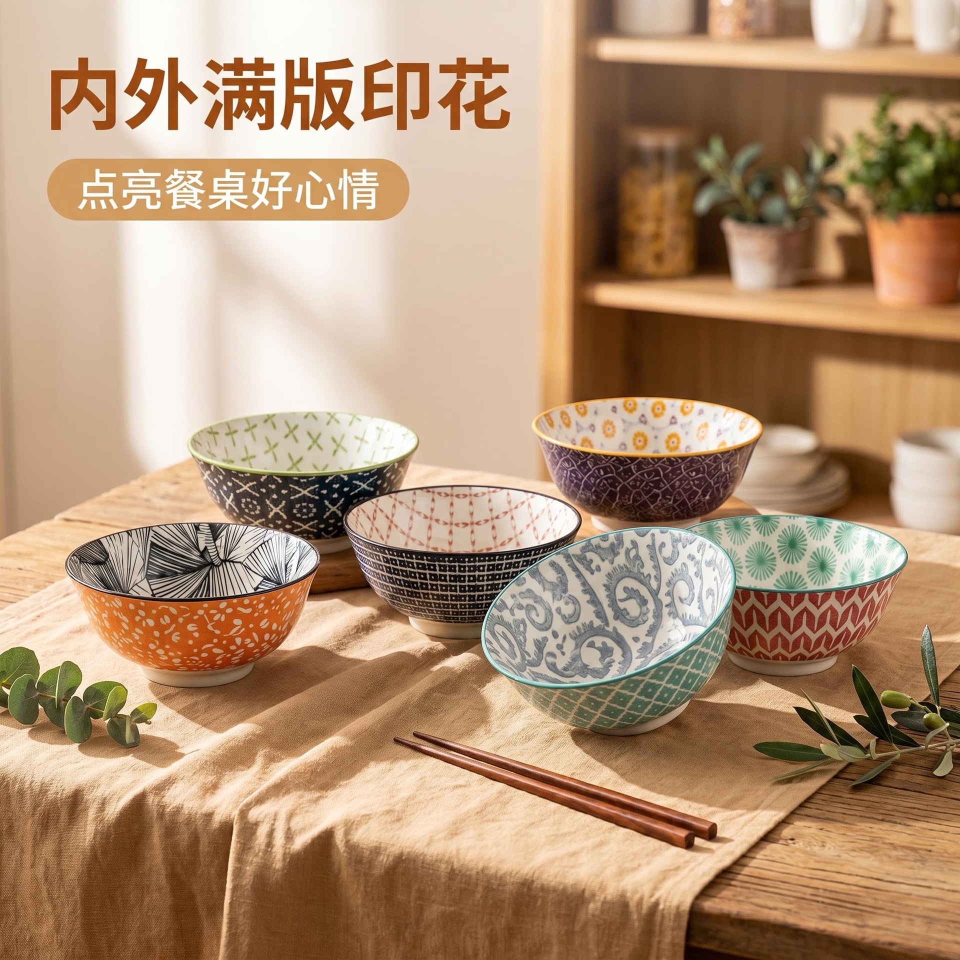Tazlo de cerámica de alto valor bajo esmalte de color Tazlo de cerámica japonesa Tazlo de arroz doméstico de alto valor creativo en cubiertos de viento