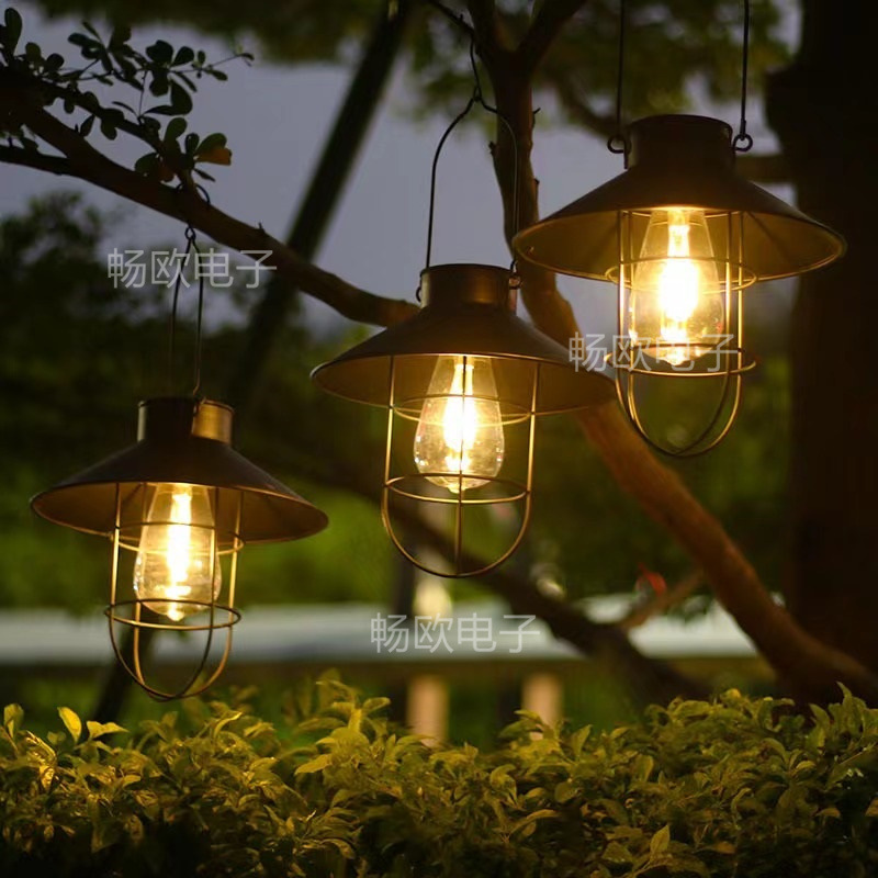 鉄芸レトロ庭吊りライトソーラーled飾りガーデン別荘景観灯屋外キャンプ照明灯