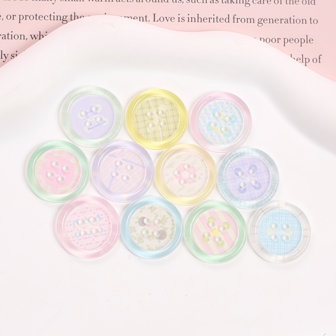 New Transparent Cartoon Print Round Button Accessories, Diy Clothing...
