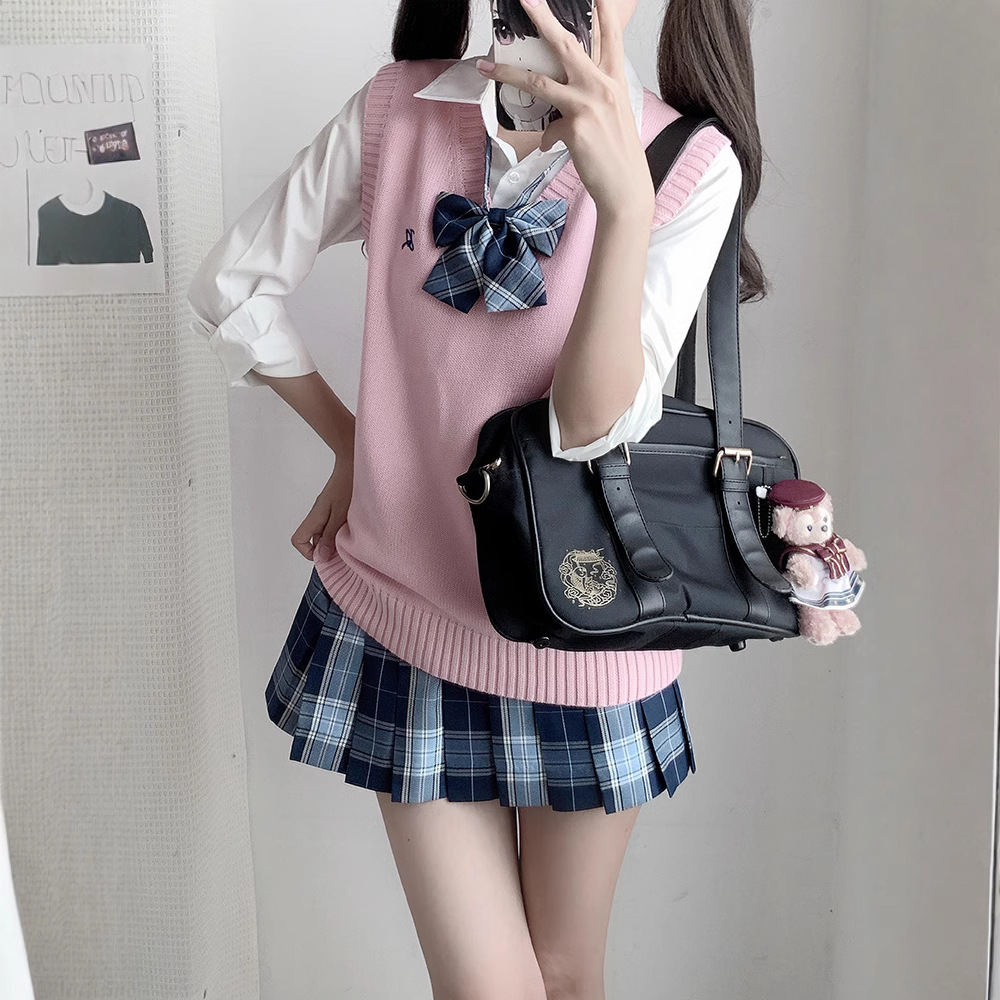 THORNY RABBIT 원래 JK CHEN JINZHONG 솔리드 컬러 조끼 스웨터 일본 제복 대학 스타일 니트 스웨터 가을, 겨울 여성용