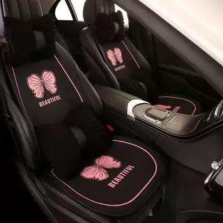 跨境批发蝴蝶结多件套汽车坐垫三件套蜂窝三明治座垫新女士四季垫