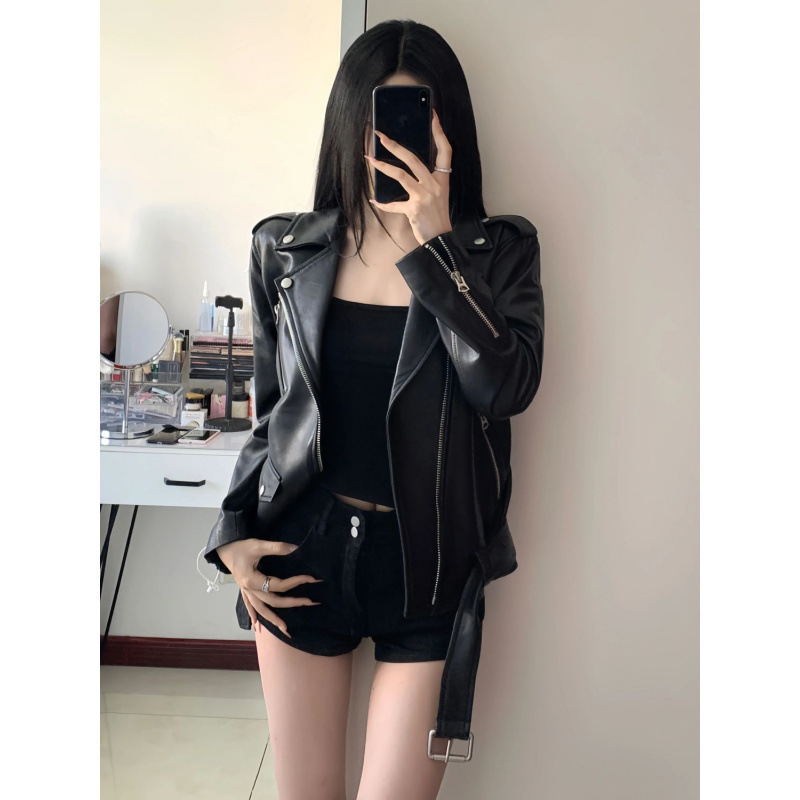 皮衣外套女2025春季新款大码胖mm宽松百搭休闲夹克气质机车服上衣|undefined
