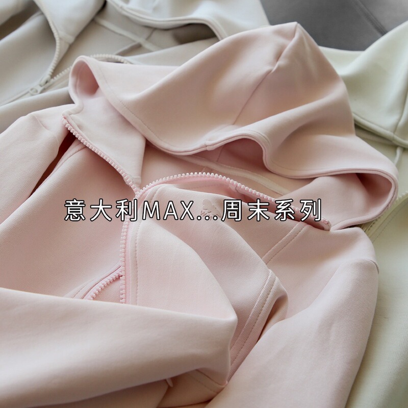 M's Weekend Series, Slim Cotton Hooded Waist Sports Casual Sweater Jacket Women's Spring New S0406M M's Weekend Series, Slim Cotton Hooded Waist Sports Casual Sweater Jacket Women's Spring New S0406M