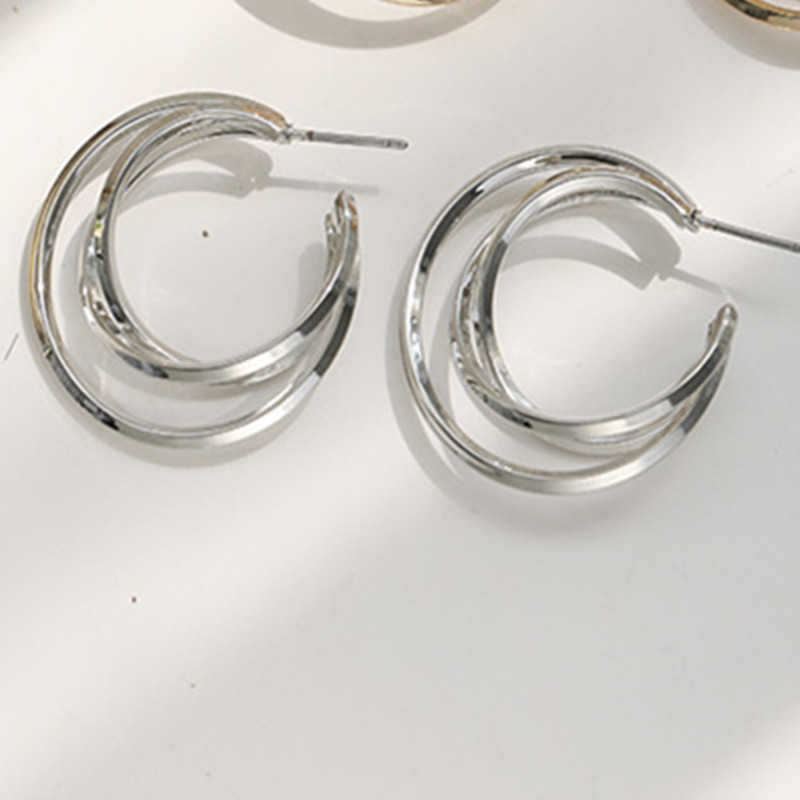 1 Paire Mode Géométrique Métal Placage Femmes Boucles D'oreilles display picture 6