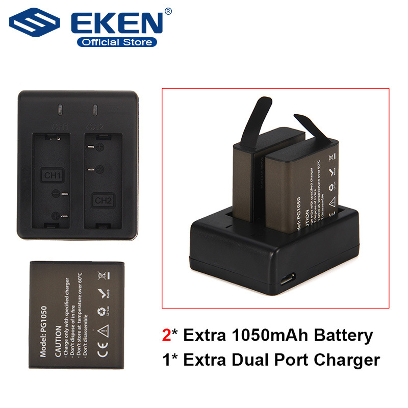 Charger with battery for EKEN H9R H6S H5...