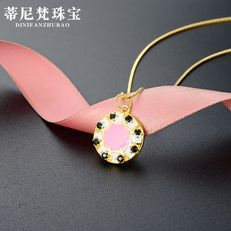 Estilo simple de las mujeres accesorios populares colgante personalizado redondo colgante joyería estilo coreano s925 plata ZIRCON clavícula cadena