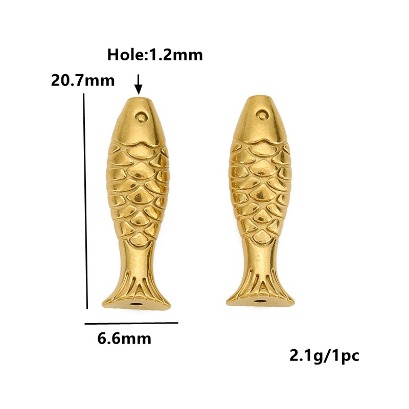 13*5mm Jewelry Making Size Beads Classification 5 PCS/Package 13*5mm 304 Stainless Steel Fish Polished Beads Beads