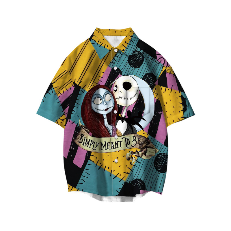 2024 Hawaiian printed short sleeve shirt men's European size beach Hawaiian men's stand collar shirt factory